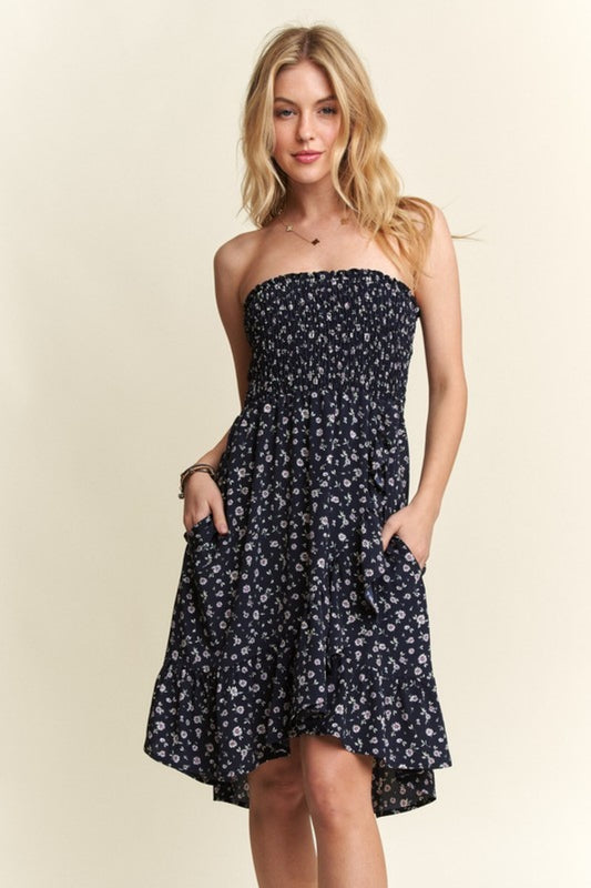 Smocked Floral Tube Dress