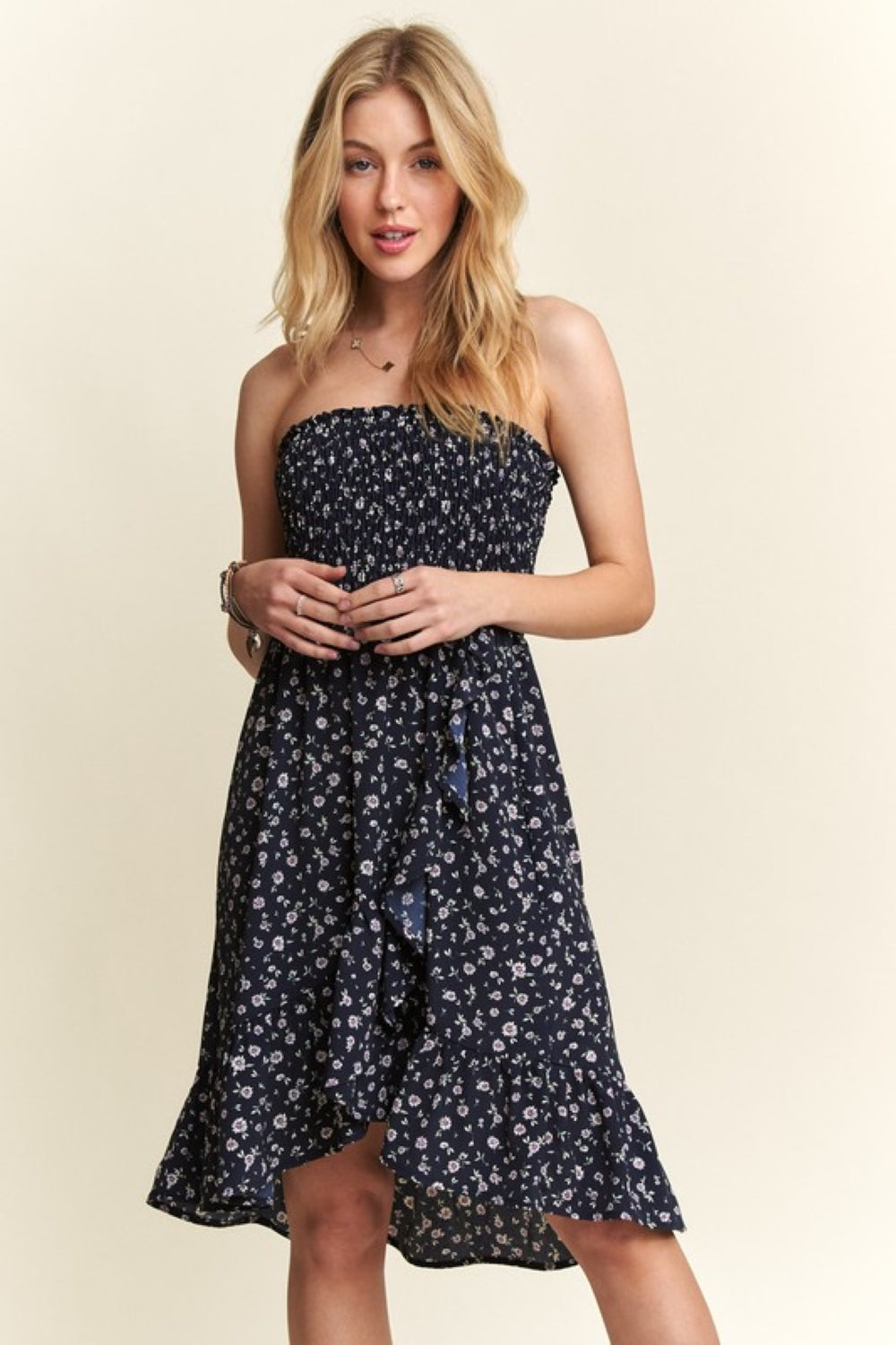 Smocked Floral Tube Dress