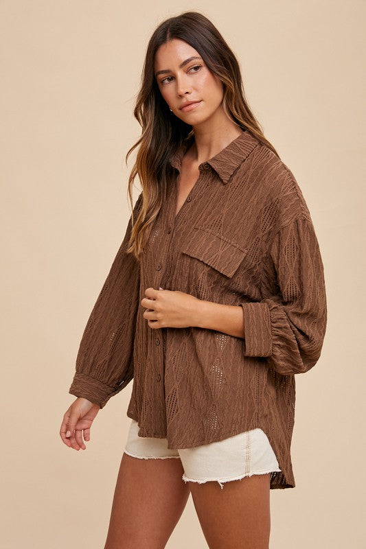 Openwork Drop Shoulder Shirt