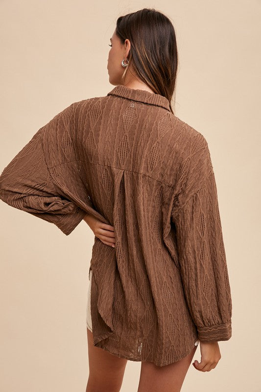 Openwork Drop Shoulder Shirt