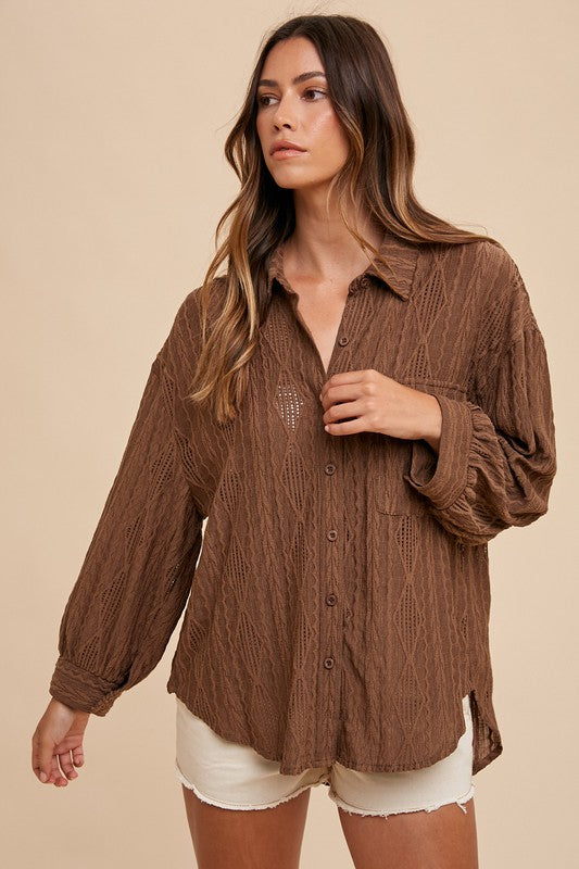 Openwork Drop Shoulder Shirt