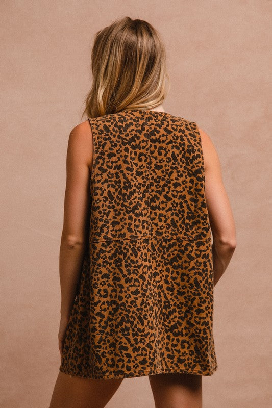 Leopard Print Denim Vest