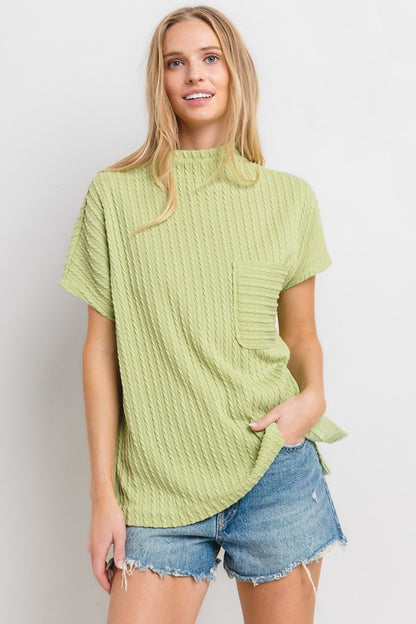 Textured Short Sleeve Knit Top