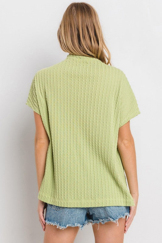 Textured Short Sleeve Knit Top