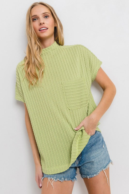 Textured Short Sleeve Knit Top