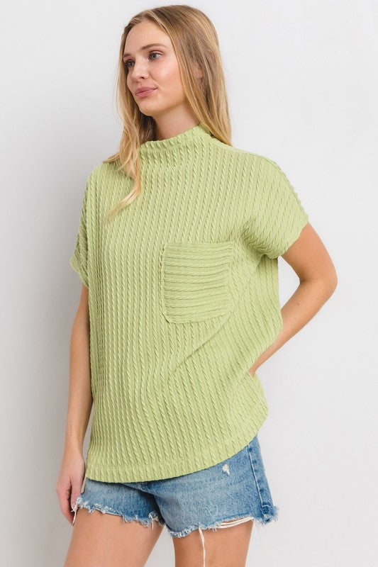 Textured Short Sleeve Knit Top