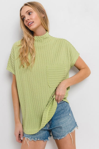 Textured Short Sleeve Knit Top