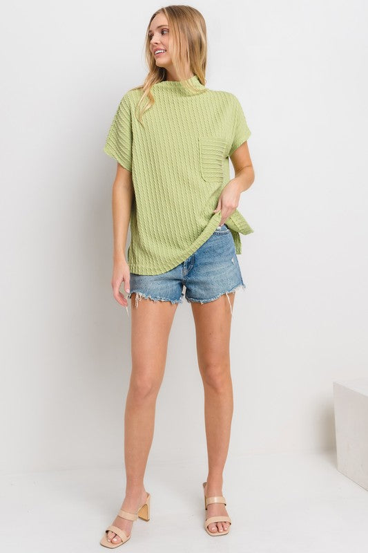 Textured Short Sleeve Knit Top