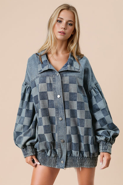 Checkered Denim Jacket