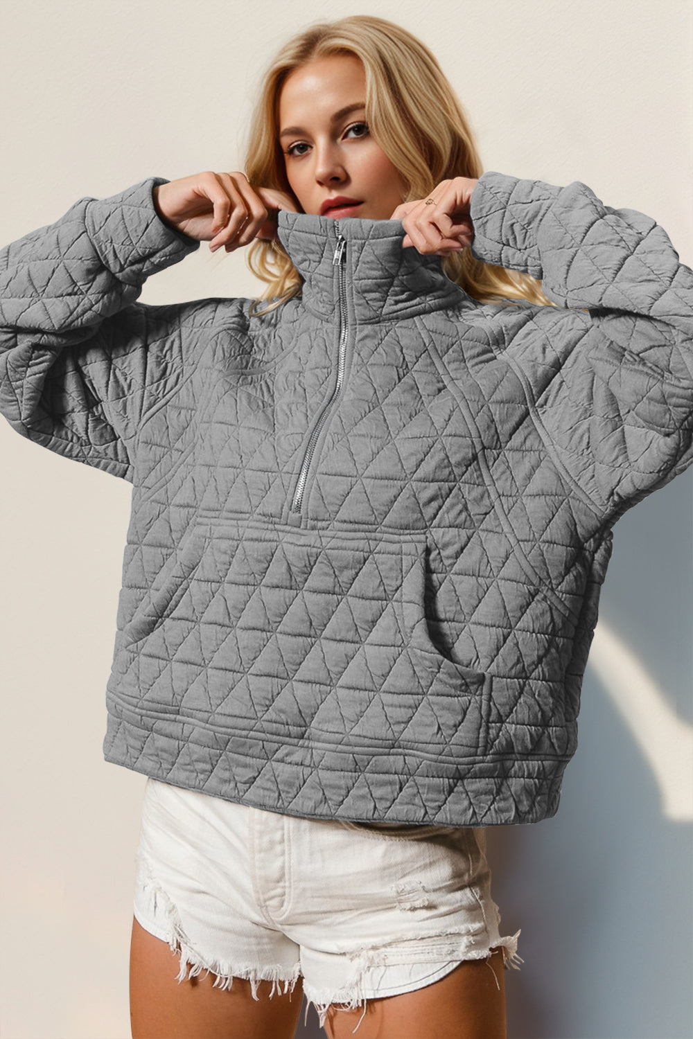 Quilted Sweatshirt with Pocket