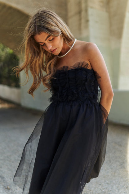 Ruffled Tube Top Swing Dress