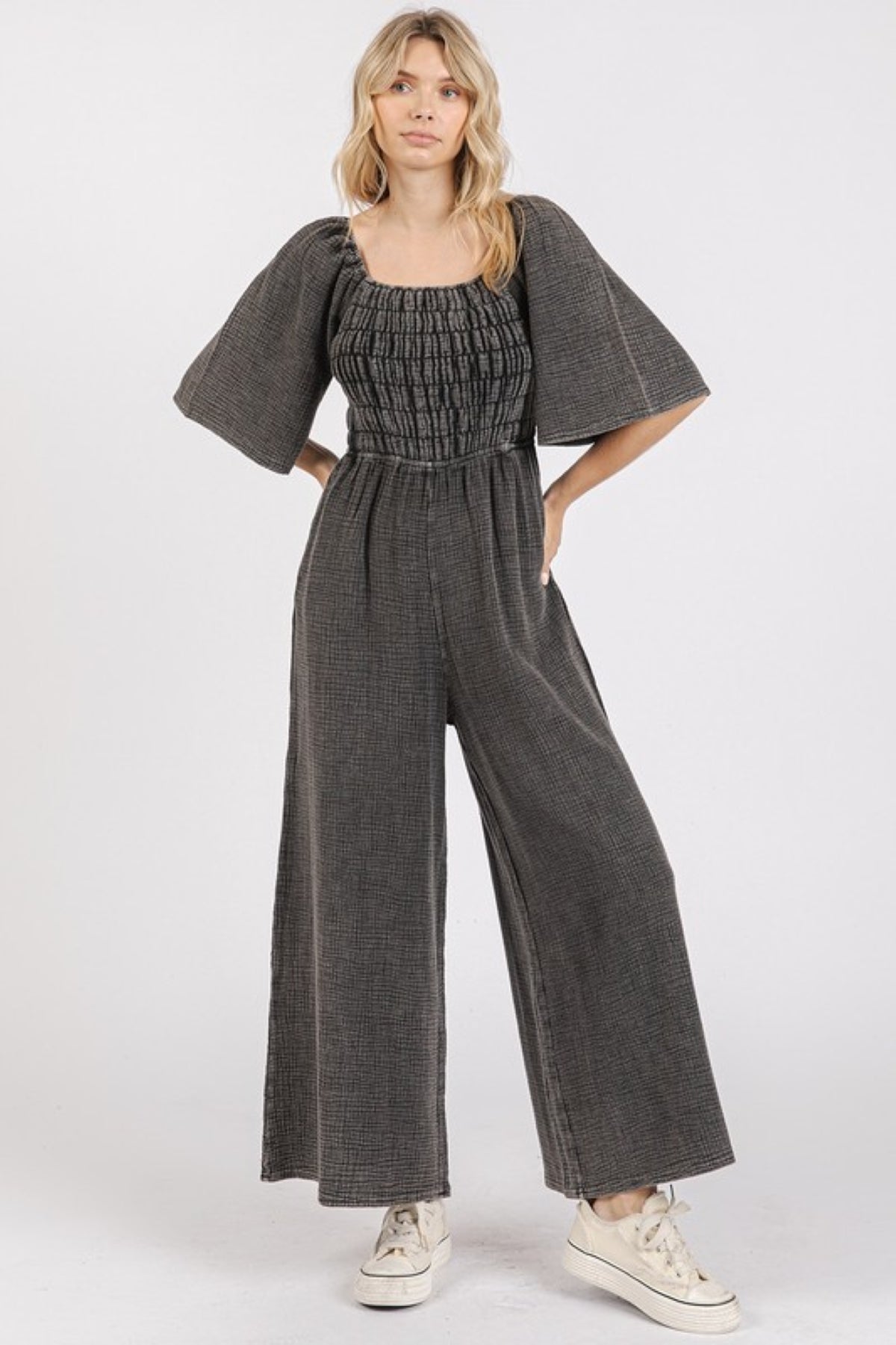 Ruched Wide Leg Jumpsuit