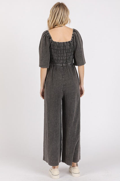 Ruched Wide Leg Jumpsuit