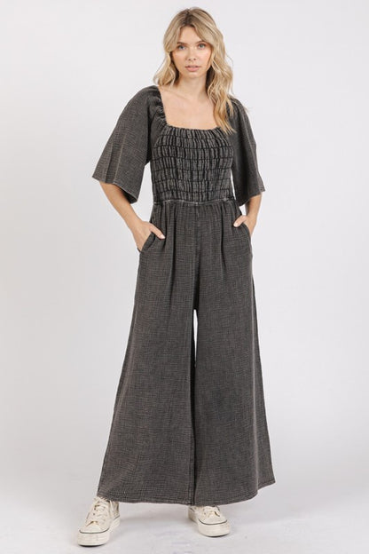 Ruched Wide Leg Jumpsuit