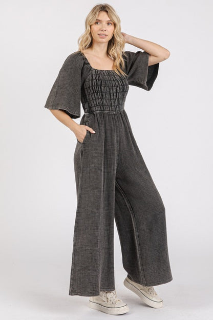 Ruched Wide Leg Jumpsuit