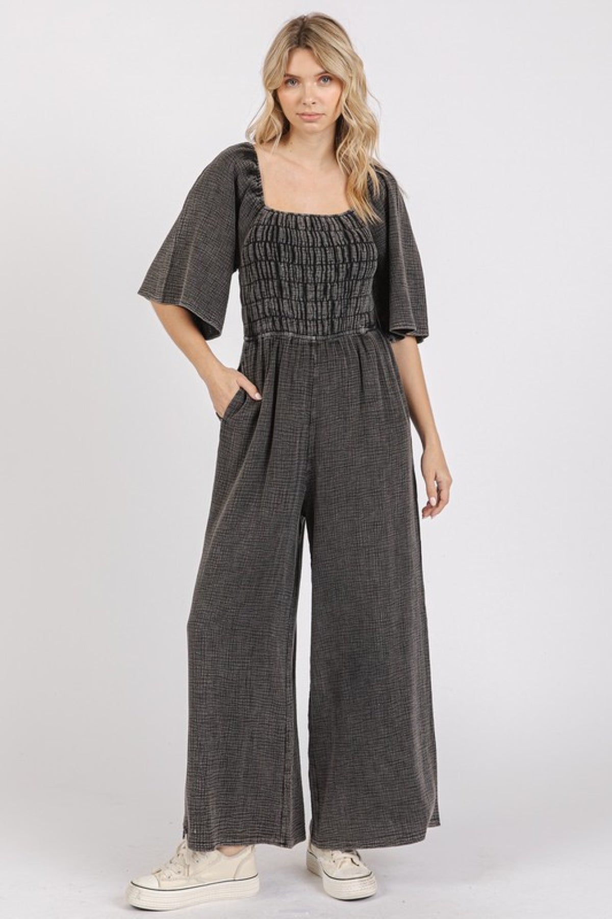 Ruched Wide Leg Jumpsuit