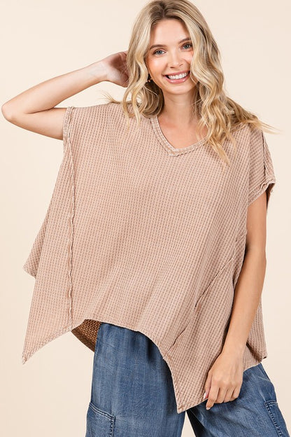 Waffle Knit Oversized Top