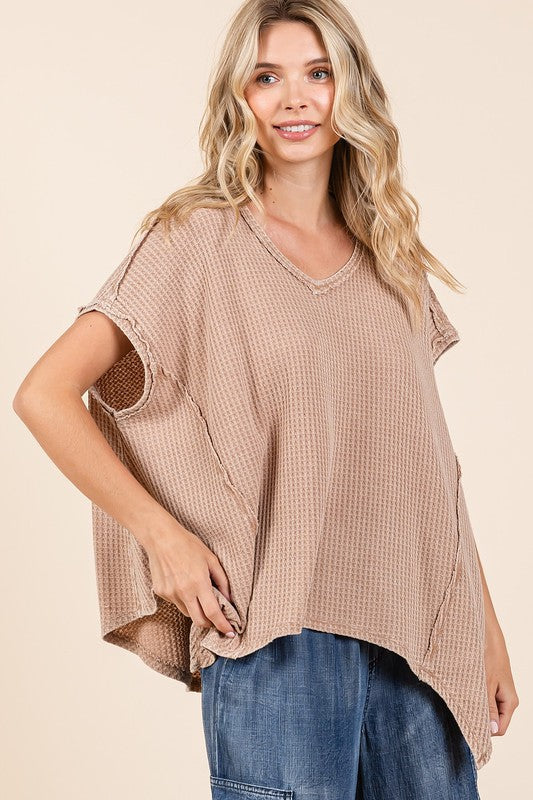 Waffle Knit Oversized Top