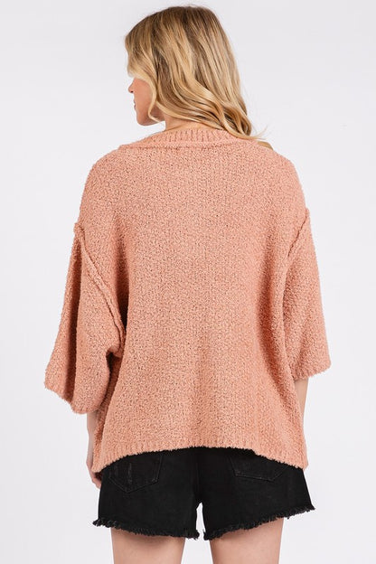 Notched Drop Shoulder Sweater