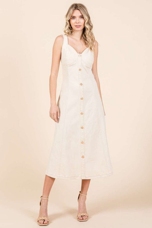 Buttoned Twill Dress