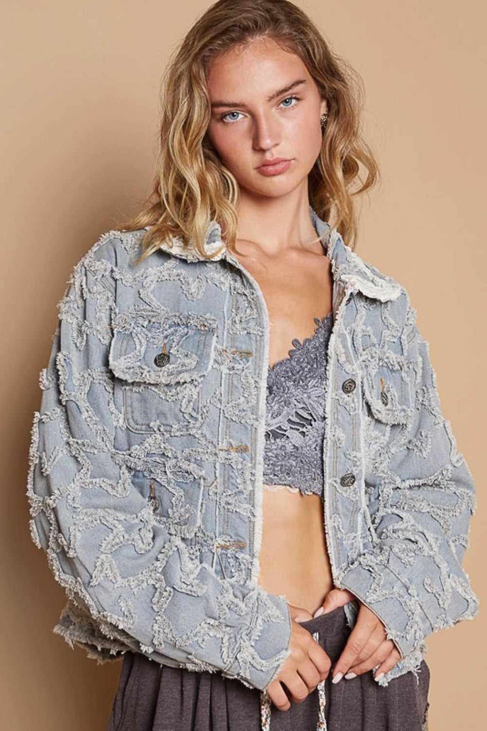 Textured Denim Jacket