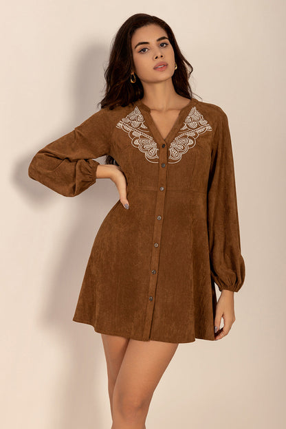 Button Down Suede Dress