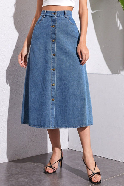 Denim Skirt with Pockets