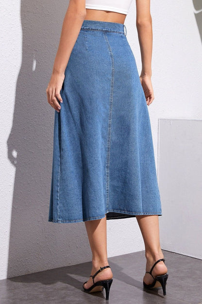 Denim Skirt with Pockets