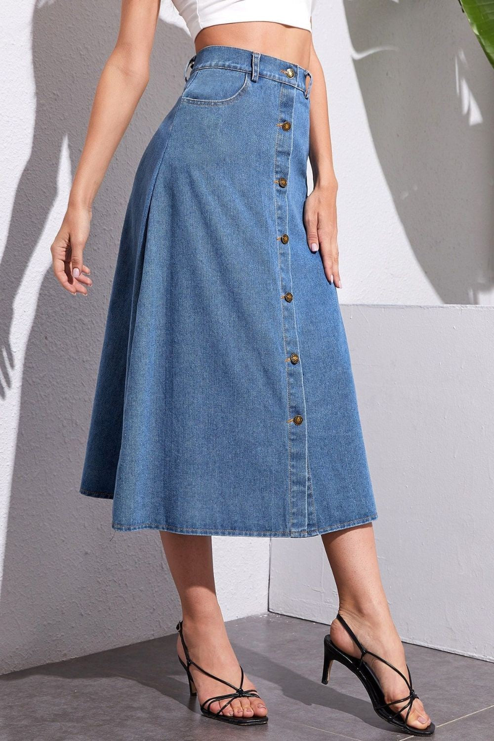 Denim Skirt with Pockets