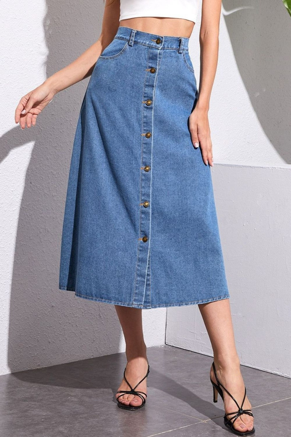 Denim Skirt with Pockets