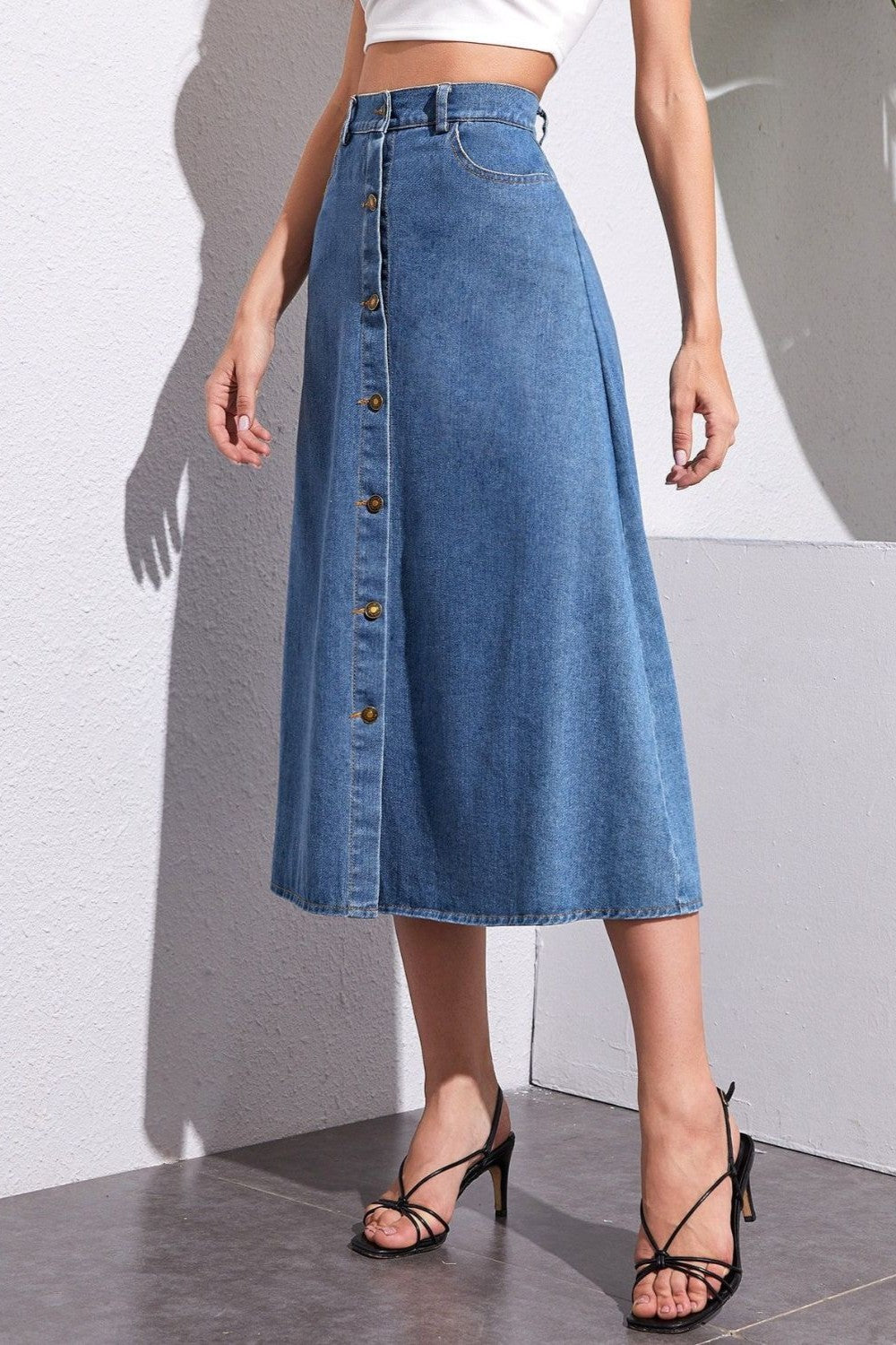 Denim Skirt with Pockets