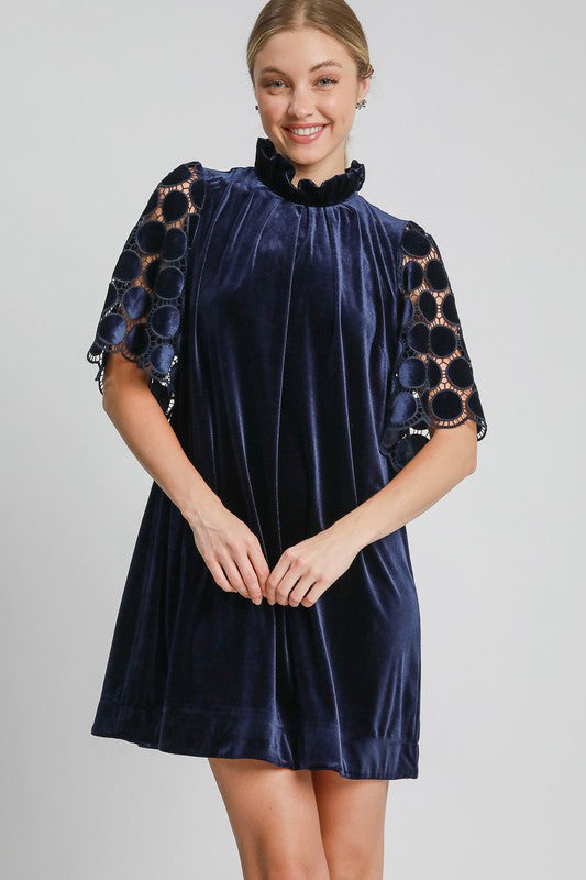 Dotted Lace Velvet Dress