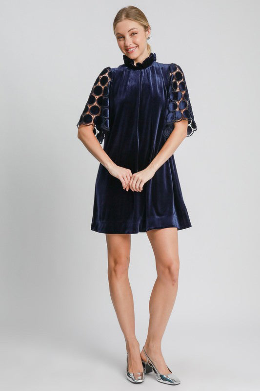 Dotted Lace Velvet Dress